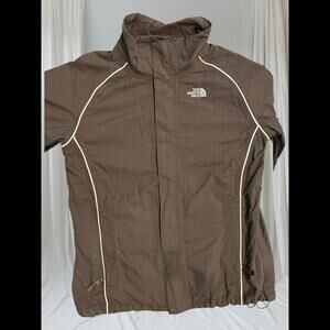 The North Face Hyvent Brown Full Zip Hooded Windbreaker Rain Jacket Girls XL